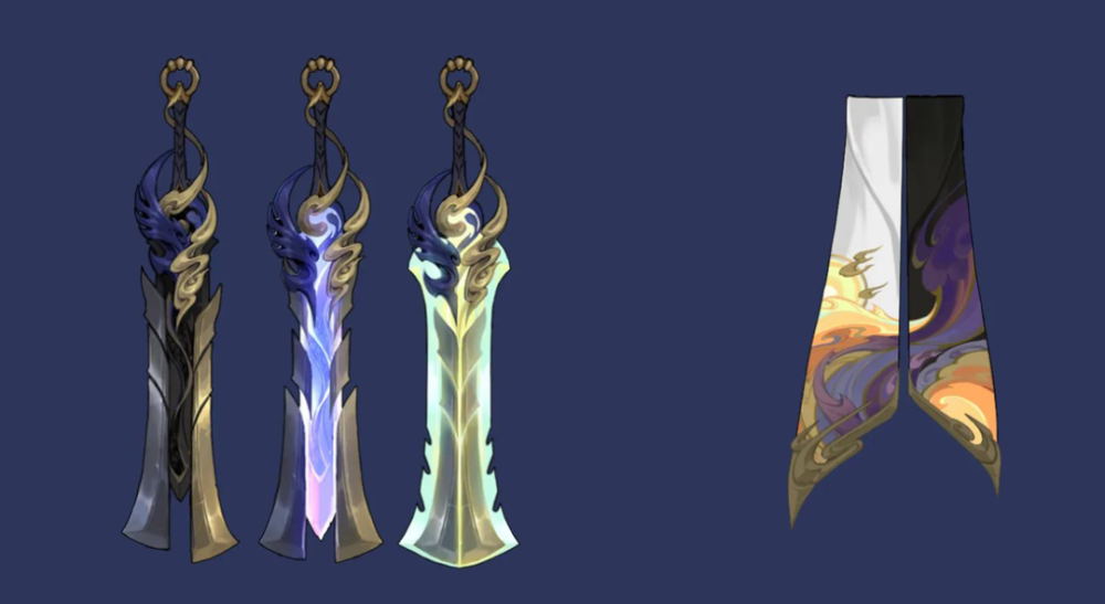 光信的设定中,神是一个高高在上的形象,设计上以金色为主色调,背后有