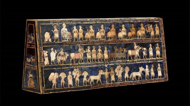 公元前2500年的伊拉克,描绘战争和皇家宴会的乌尔军旗