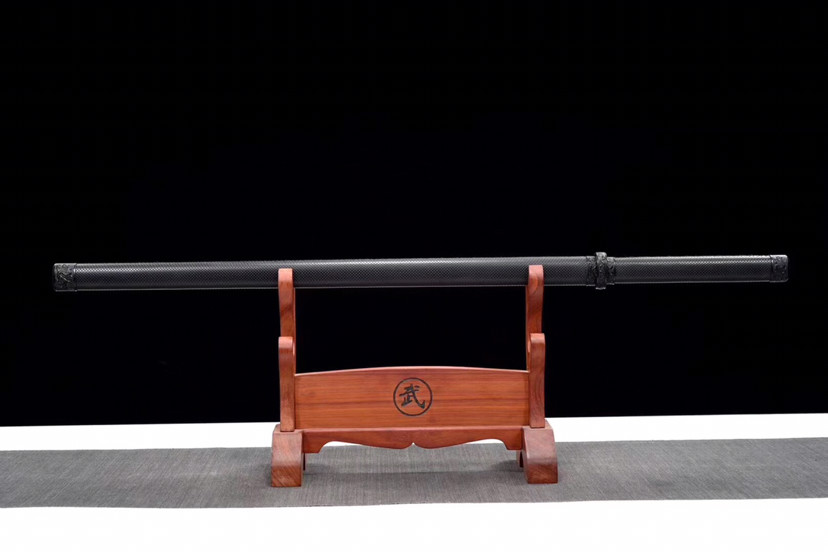 唐刀|素装唐刀-青龙印，推磨研白双线火焰纹