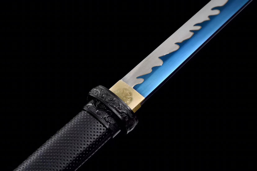 唐刀|素装唐刀-青龙印，推磨研白双线火焰纹