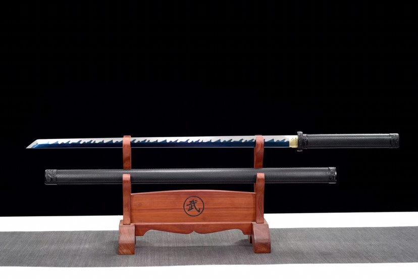 唐刀|素装唐刀-青龙印，推磨研白双线火焰纹