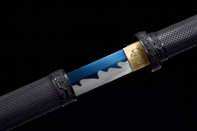 唐刀|素装唐刀-青龙印，推磨研白双线火焰纹