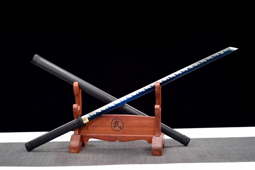 唐刀|素装唐刀-青龙印，推磨研白双线火焰纹