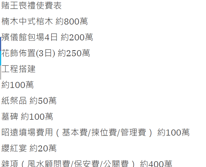 何鸿燊|港媒曝赌王丧礼不惜工本致费用超支，总花费达两千万冠绝全港