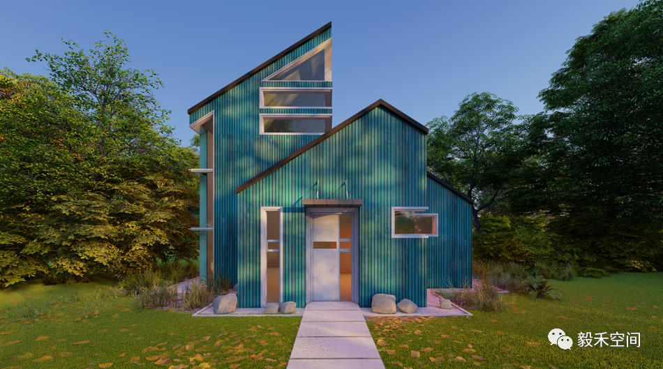 蓝色小木屋渲图参数 su文件 lu场景文件_腾讯新闻
