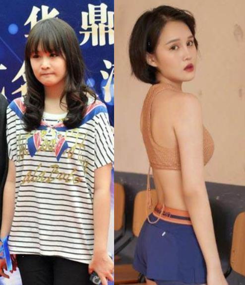 从小时候的照片来看,赵珈萱还是个脸蛋圆圆,鼻梁有些塌的小胖子.