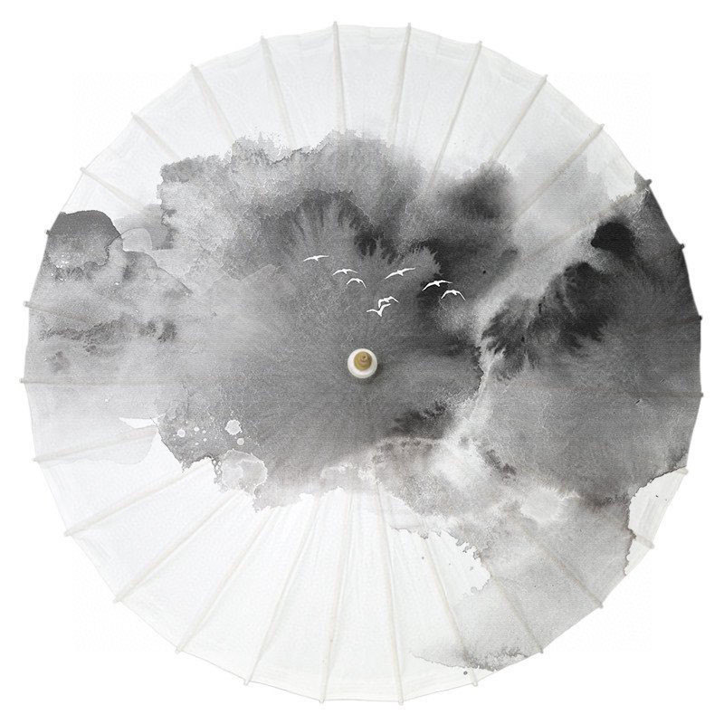 油纸伞里的中国水墨画作品