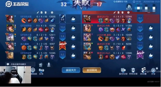 KPL比分：QG战队二队撞车九天狐上分车u第，杰杰马超实力带飞