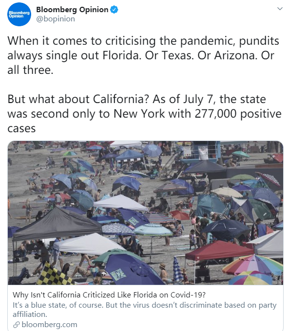 美国_时政|搞砸美国防疫的是特朗普与共和党？彭博社：病毒可不管你是哪个党