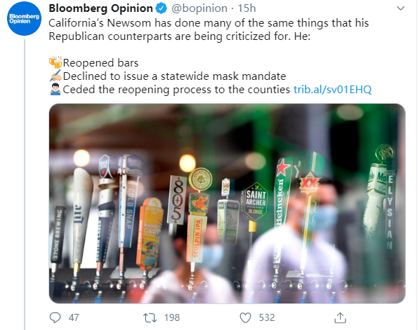 美国_时政|搞砸美国防疫的是特朗普与共和党？彭博社：病毒可不管你是哪个党