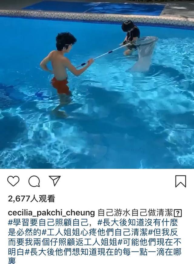 张柏芝晒俩儿子游泳健身,13岁lucas练出腹肌,颜值身材不输爸爸_腾讯