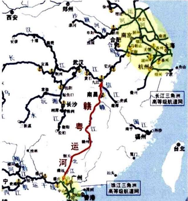 赣粤运河的设想连接我国长江和珠江两条主要黄金水道的大通道