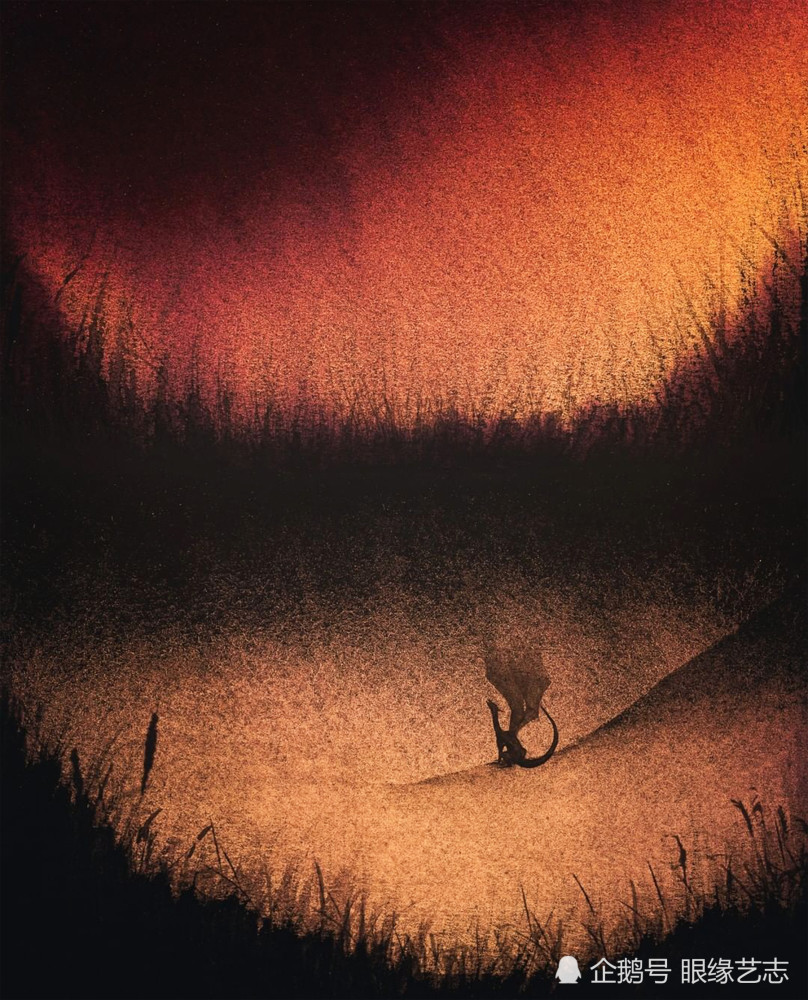 地球色素猎人抽象的颗粒残影风景画中的浩瀚与渺小