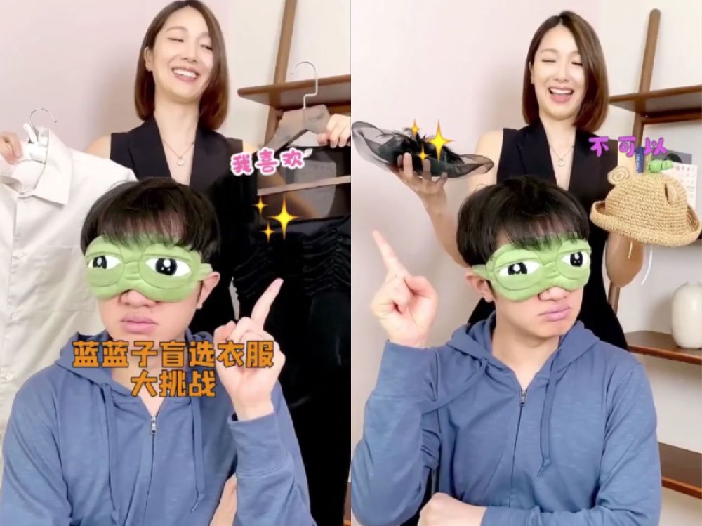 李亚男|王祖蓝玩盲搭挑战，穿女装比老婆还性感，李亚男挺孕肚四肢纤细