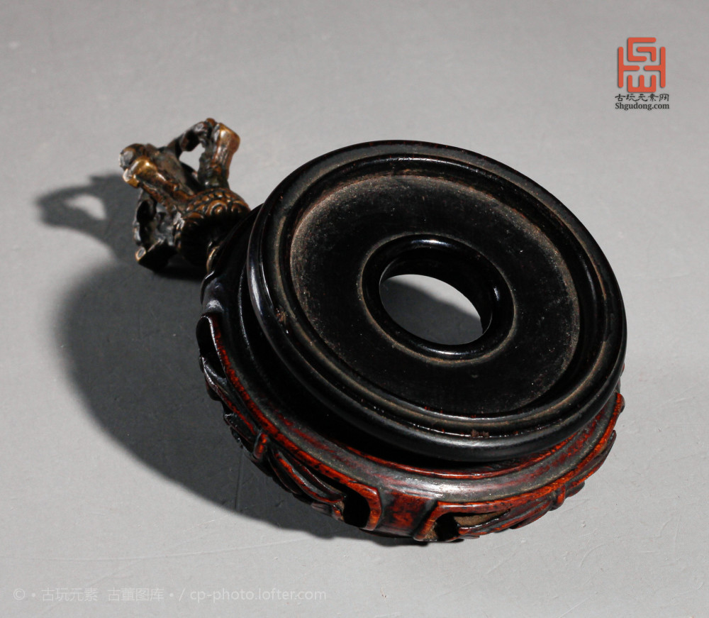 红木|晚清民国花雕红木座