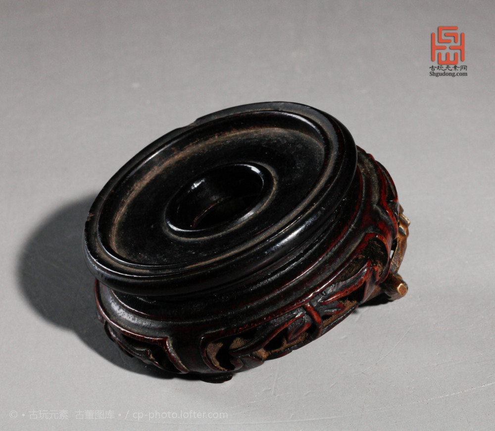 红木|晚清民国花雕红木座