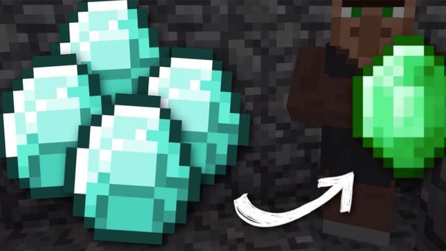 我的世界4个钻石1个绿宝石mc玩家没错村民就是一个奸商