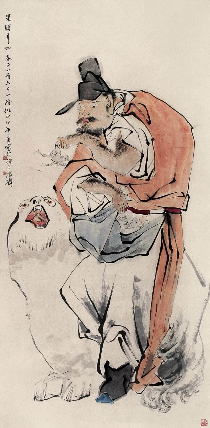 西安扇子哥画钟馗形象不输范曾作品绘画有任伯年的特色