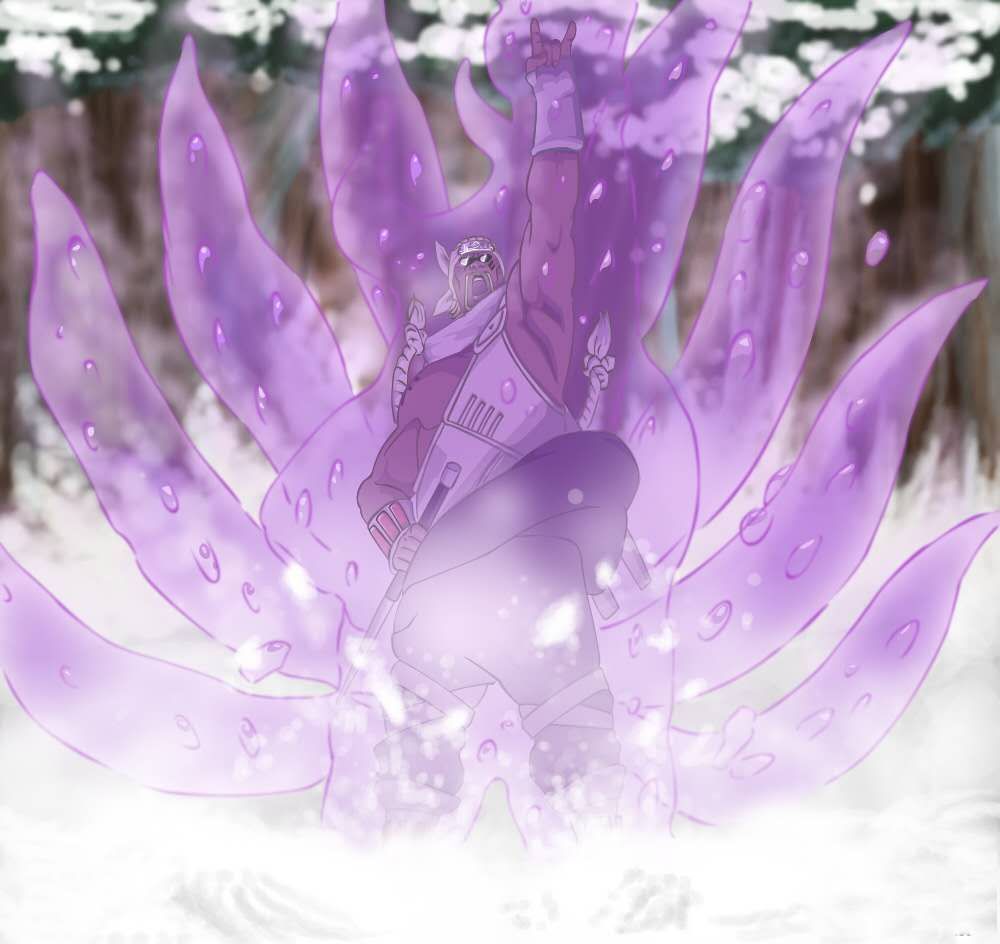 奇拉比,四代目雷影的搭档与义弟,同时也是云隐村的八尾人柱力,可以