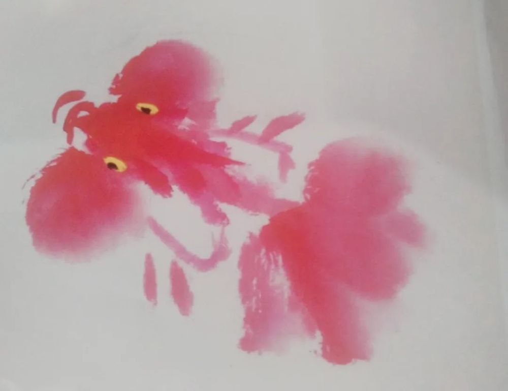 画法|国画技法6：色彩金鱼的画法