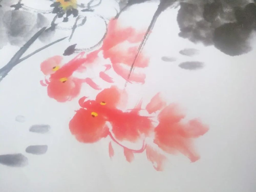 画法|国画技法6：色彩金鱼的画法