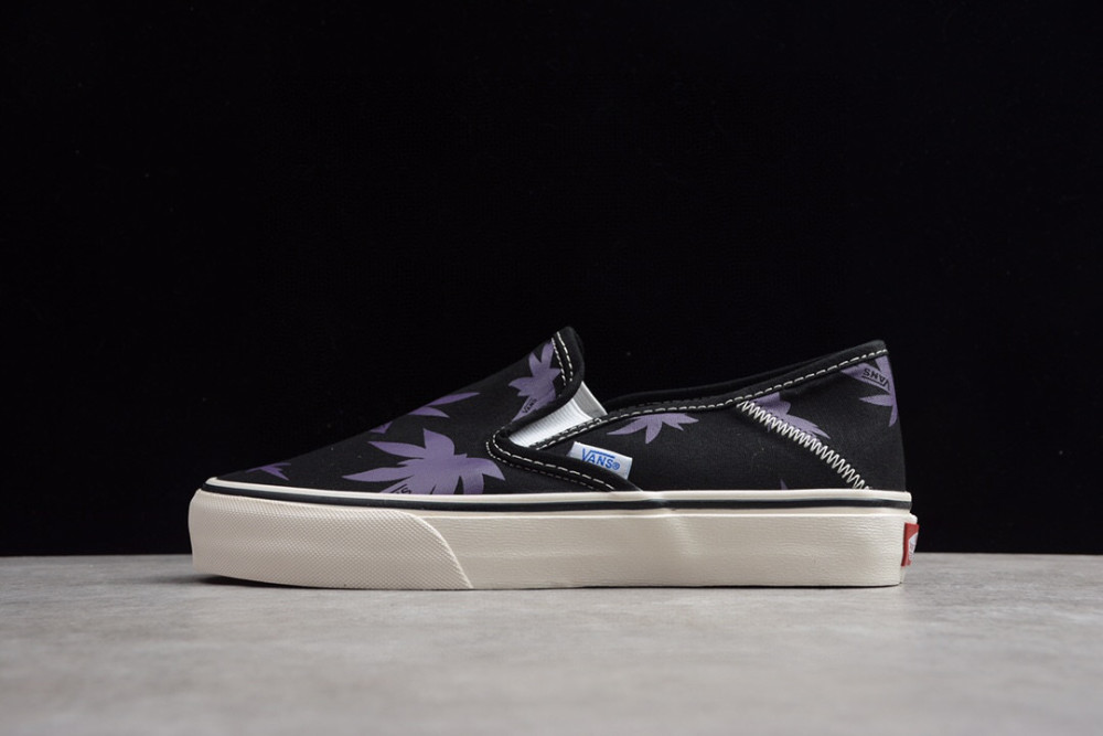 万斯vans 低帮枫叶黑紫 日系原宿 ulzzang 一脚蹬帆布板鞋