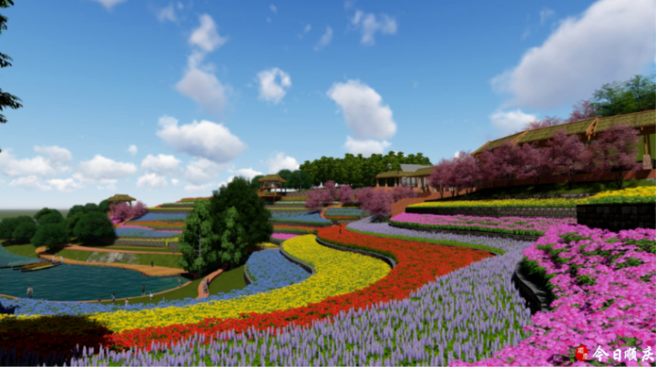 南充再添美景,西河沿线西溪花谷,桃李春风项目开建