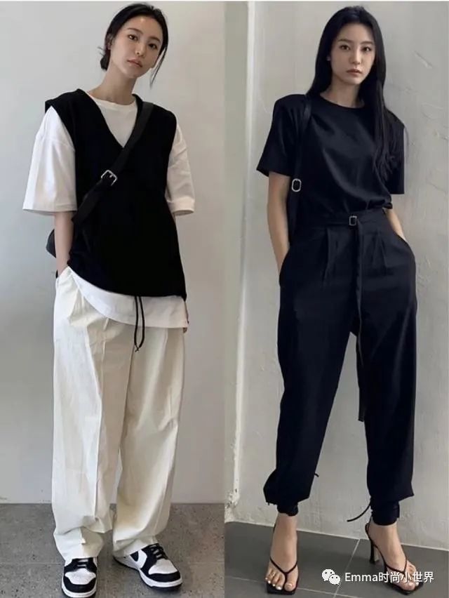 夏日女生帅气逼人的穿搭案例,活力无限,中性柔美的气质展露无疑