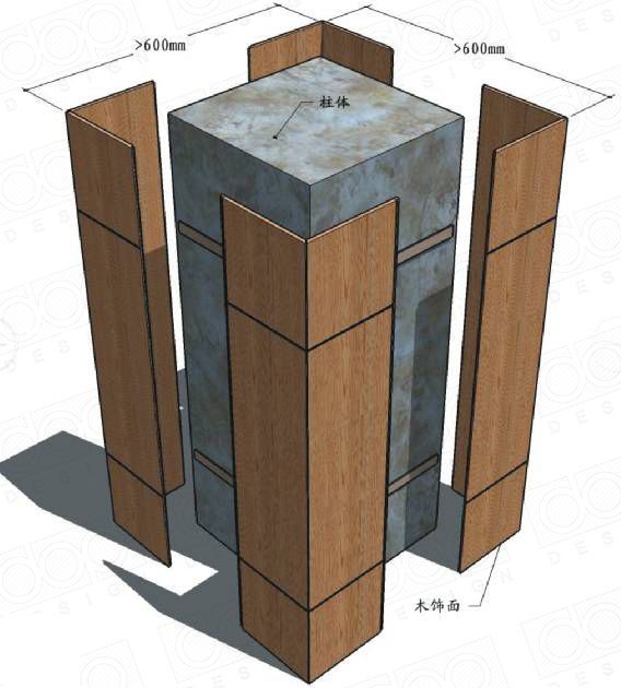 断面木饰面宽度>600mm时,可以选择上面的做法,通过挂条安装.