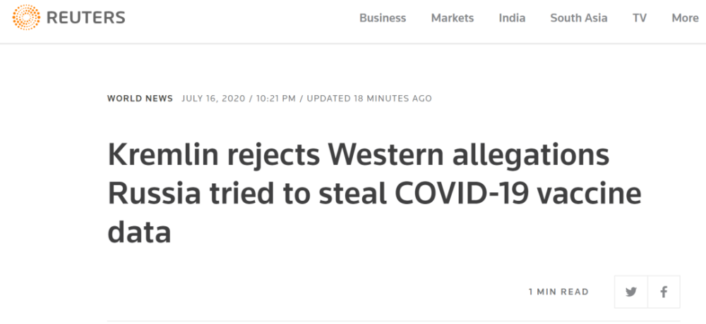 美国有线电视新闻网|英美加三国集体指控俄罗斯攻击疫苗研发组织，俄罗斯立即驳斥！