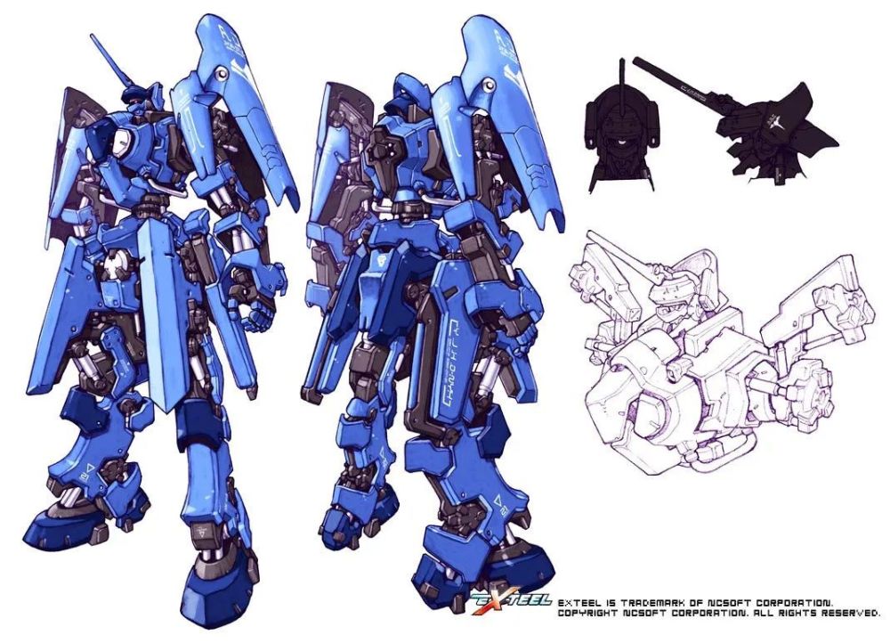 風格後面武器設計也很個性機甲質感表達也比較好這組參考的未來感很強