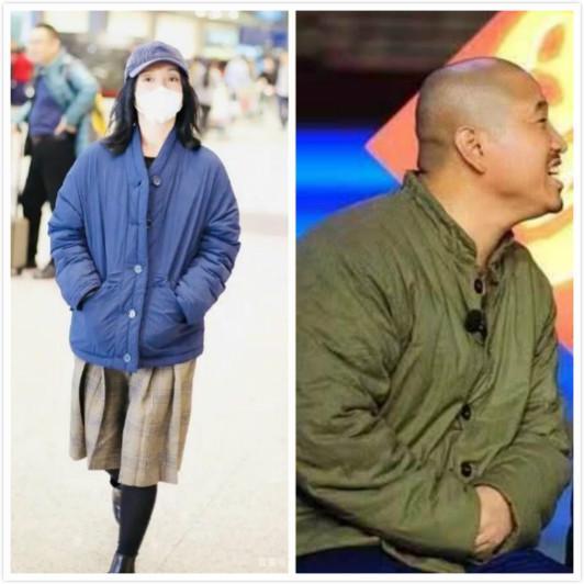 周迅街拍中的蓝棉袄,和刘能的棉袄款式相似度很高.