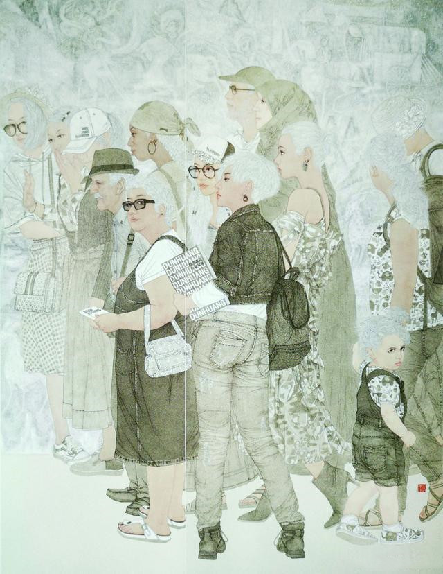 女画家|女画家善画青春美女，她的美展获奖作品，是否过于时尚？