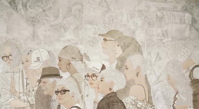 女画家|女画家善画青春美女，她的美展获奖作品，是否过于时尚？