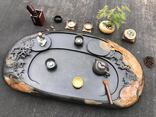 雕刻|门口的2块石头放了好久，却被朋友拉去雕成茶盘，帮我看看亏了没