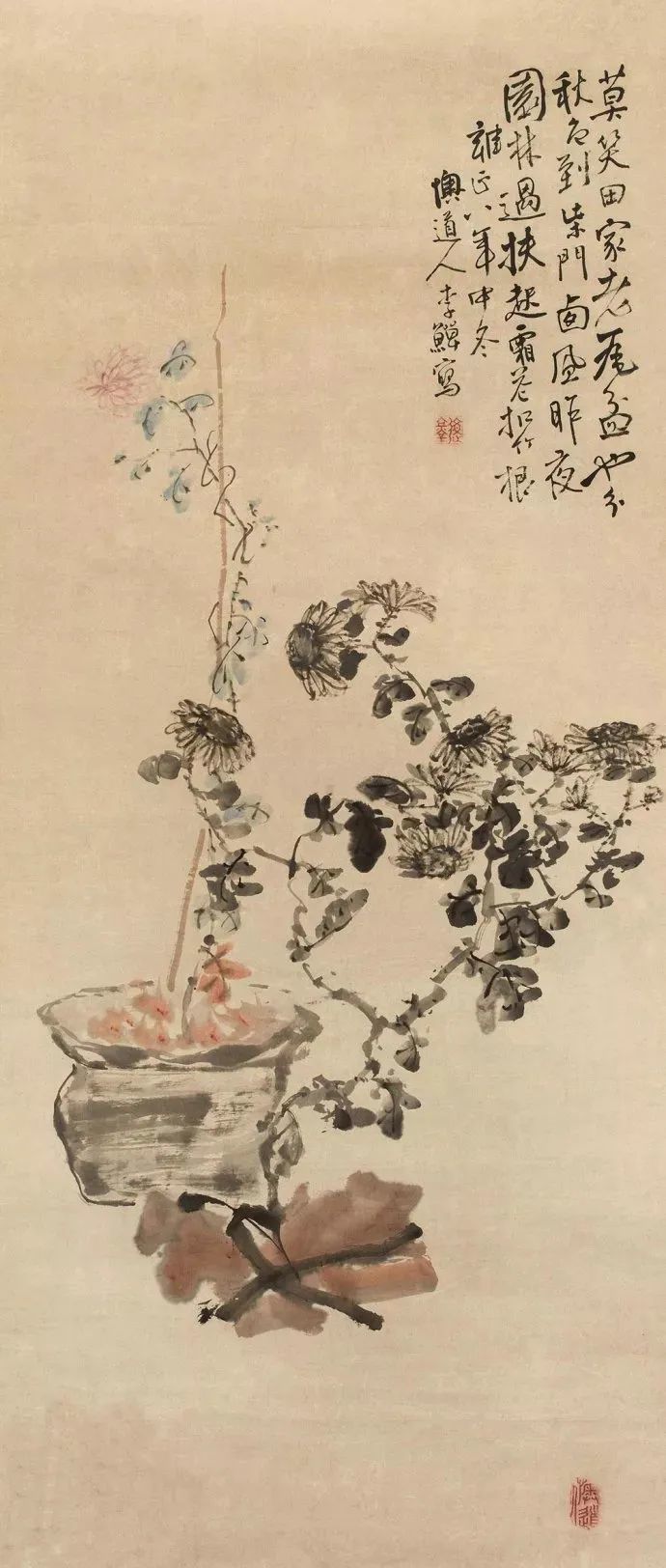 李鳝|【名画赏析】清·李鱓-《松石紫藤图》