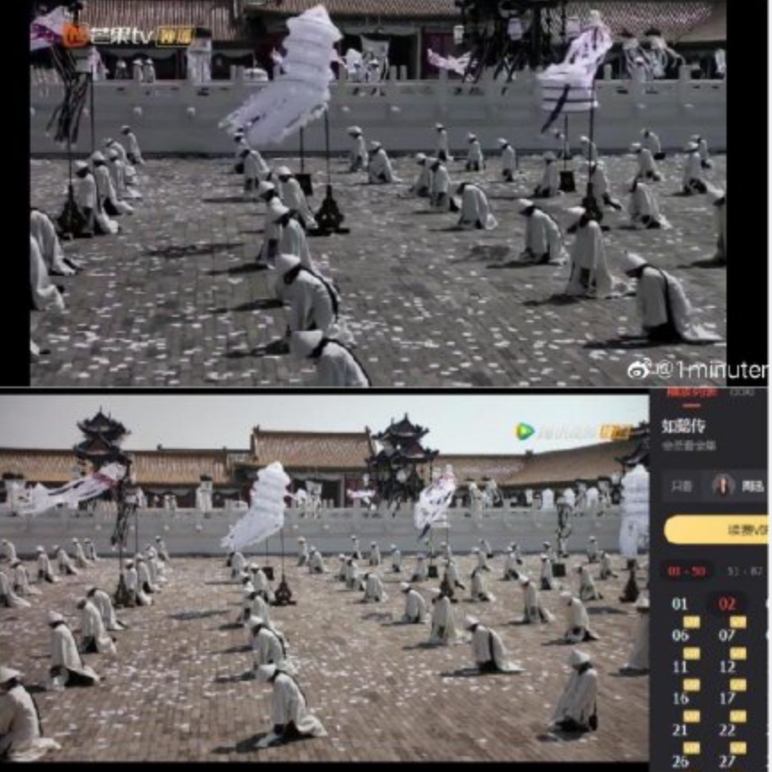 那江烟花那江雨|于正新剧某段镜头和《如懿传》一模一样，连群演姿势都是一样的！