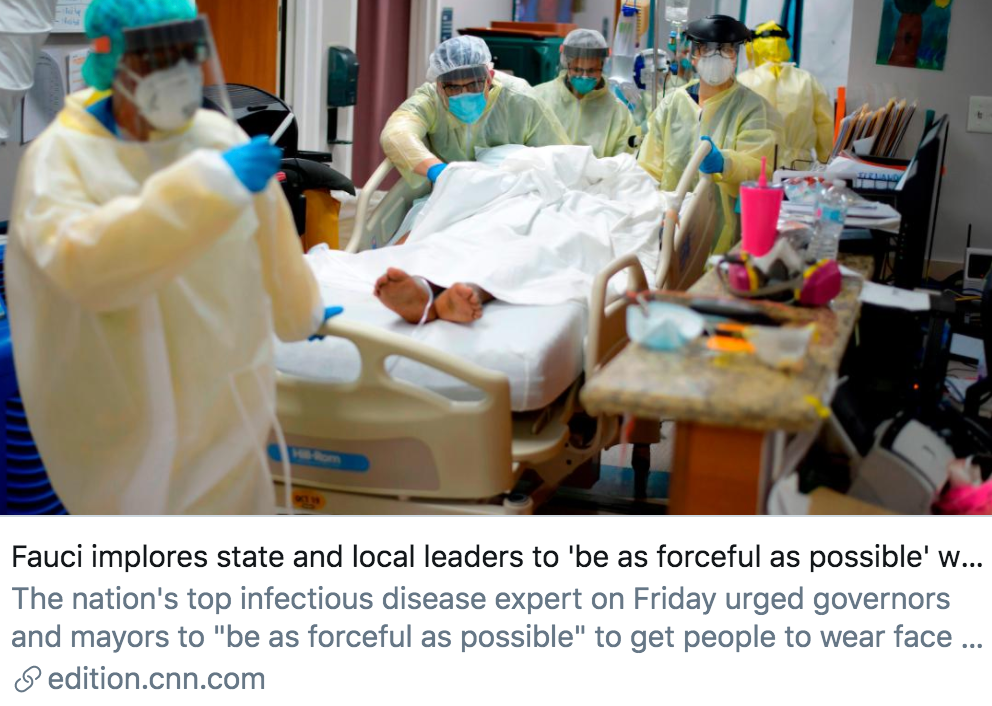 疫情|美国18个州被列为疫情“红区”，政界却还在就口罩问题争论不休