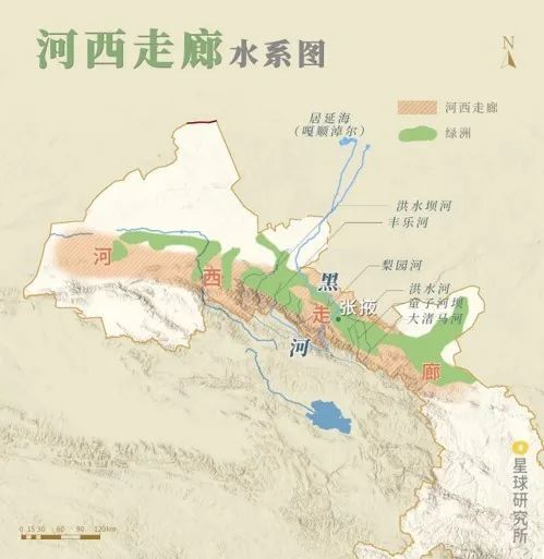 河西走廊依靠山地降水和高山冰雪融水.