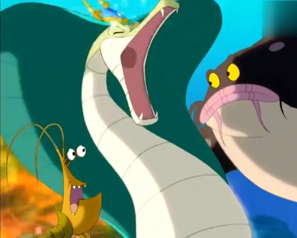 毕竟小鲤鱼历险记的整体画风是很可爱的,动画形象处理不会那么直观的