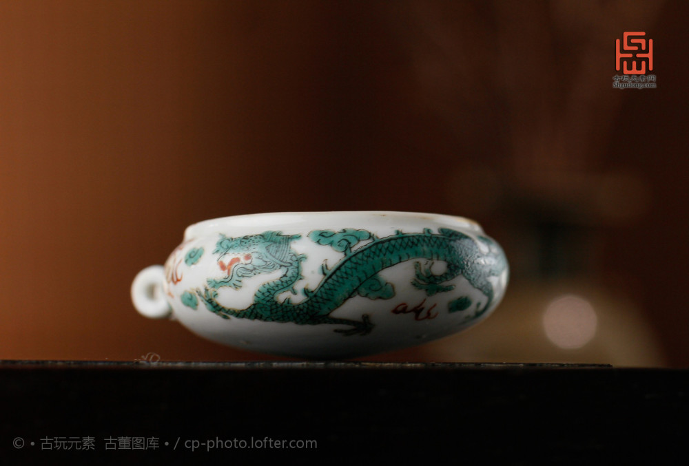 龙纹|清五彩云龙纹鸟食缸