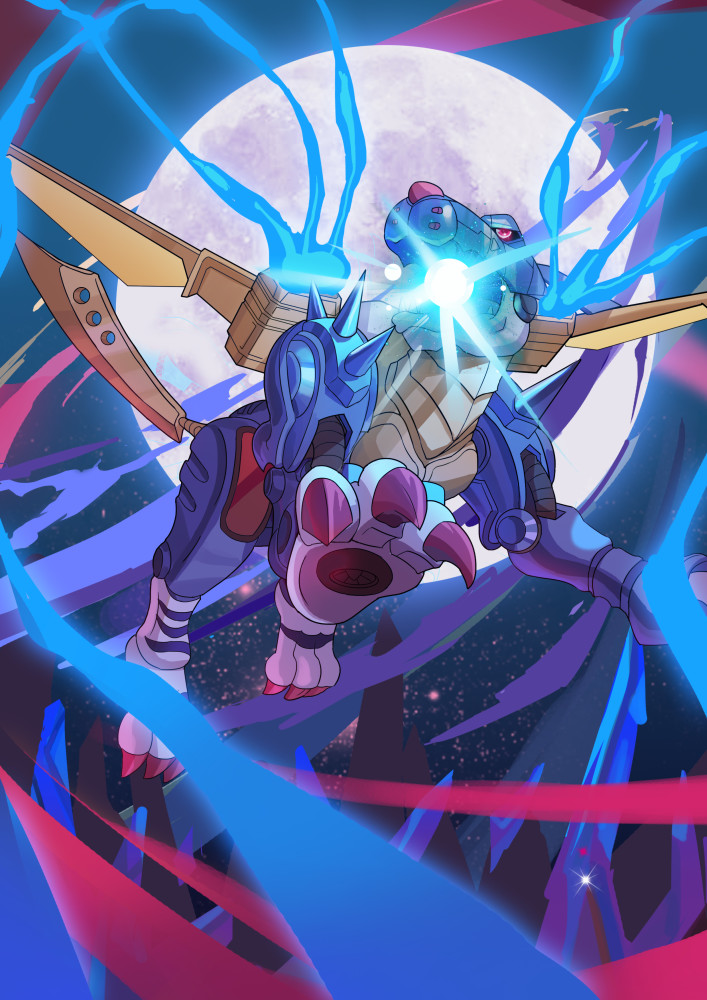 无限龙兽全身100%全金属的数码世界最强数码兽.