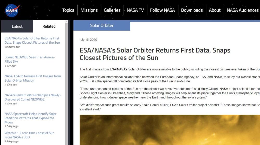 nasa|NASA向公众公开有史以来最接近太阳的照片