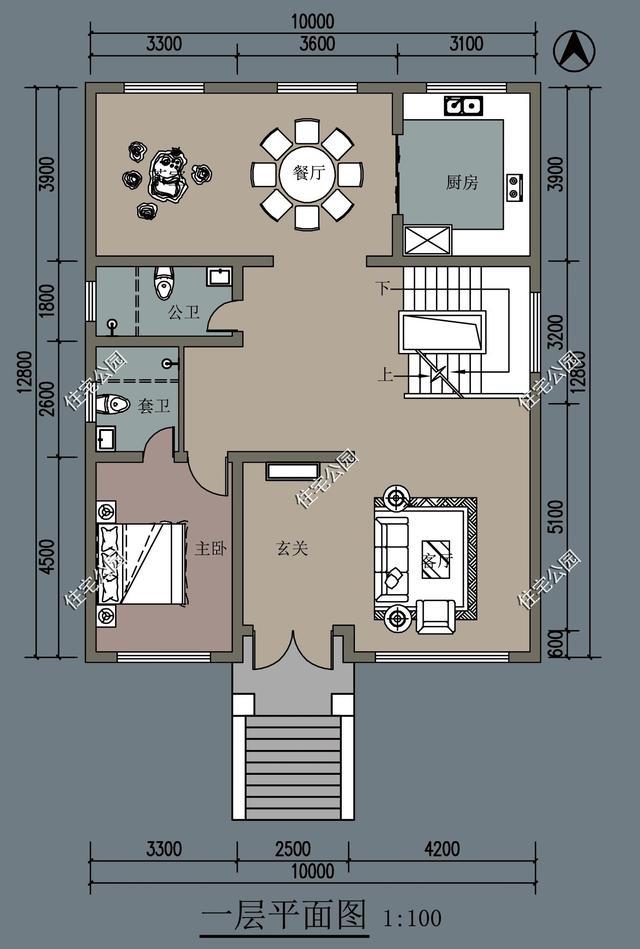 开间10米,进深13米,两层半的农村房子该怎么设计?