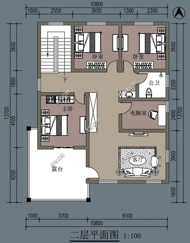 开间10米,进深13米,两层半的农村房子该怎么设计?