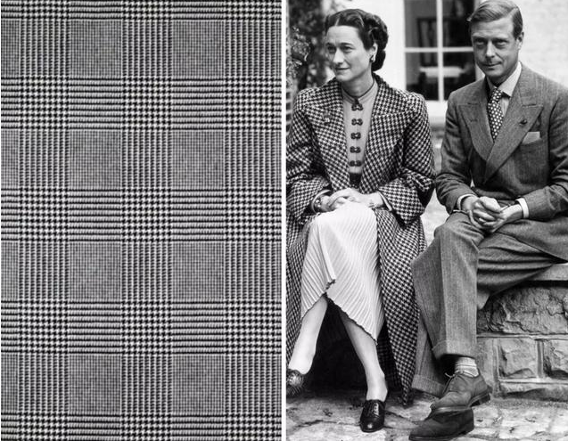 威尔士亲王格(glen plaid)纹的特点温莎公爵在私家庄园中狩猎时,无意