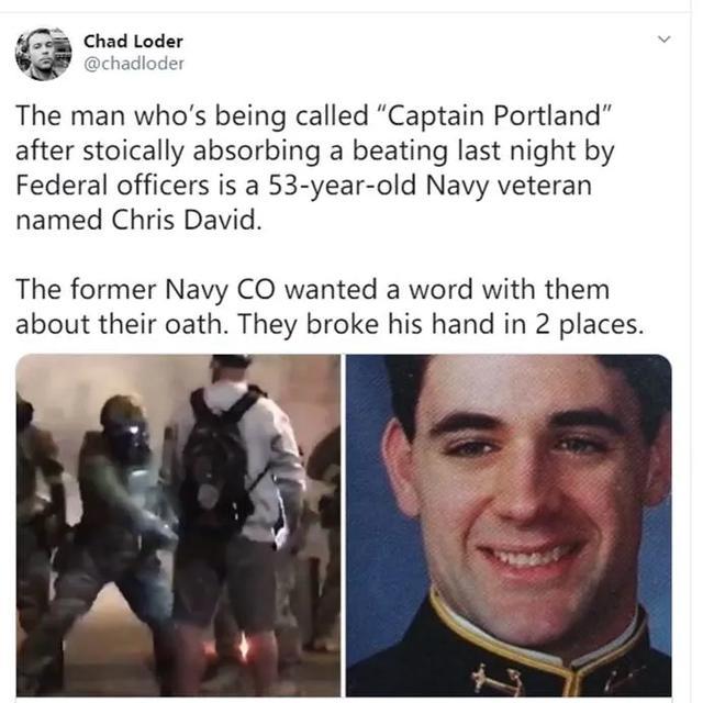 美国_社会|美国波特兰对抗军警现场，出了一男一女两个狠人