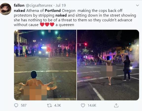 美国_社会|美国波特兰对抗军警现场，出了一男一女两个狠人