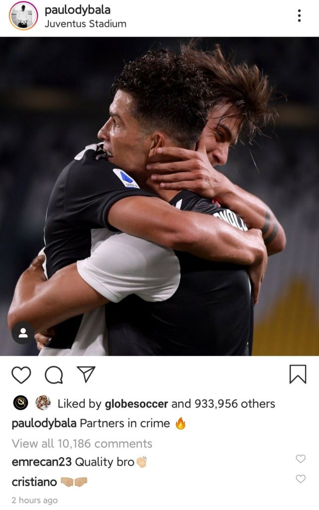 c罗喜迎最强搭档!7次吃饼爽到爆,迪巴拉:我俩在一起就是犯罪