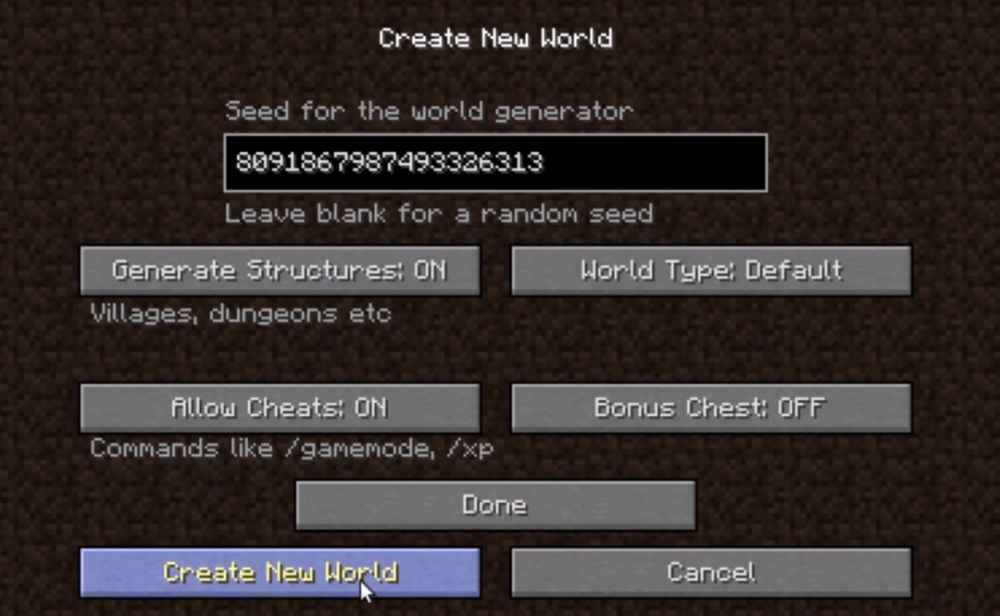 在这里输入种子就可以进入这个世界其实mc的版本很多,有移动版(pe)